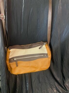 Women's Two-Tone Tan & Cream Mini Crossbody Bag